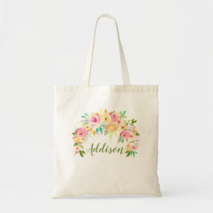 Bolso De Tela Tote personalizado floral de la lona de las