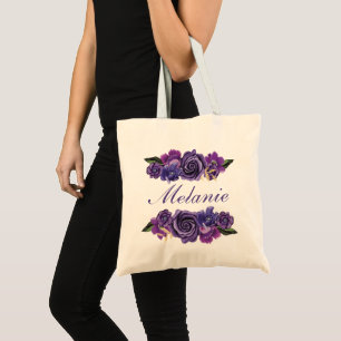 Bolso De Tela Tote personalizado - Florales botánicas ultraviole