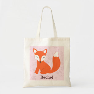 Bolso De Tela Tote personalizado Fox lindo rosado del bebé del