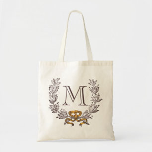 Bolso De Tela Tote personalizado guirnalda de la inicial del