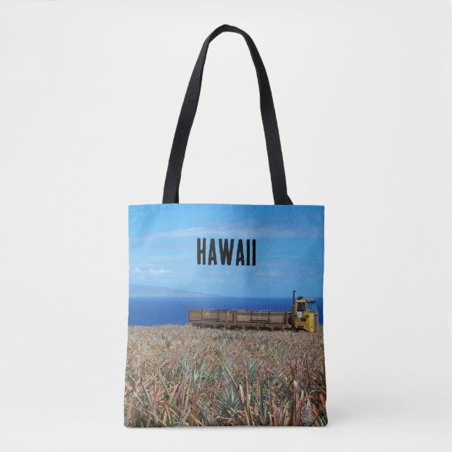Bolso De Tela Tote personalizado Hawaii Pineapple Farm Ocean Vie (Anverso)