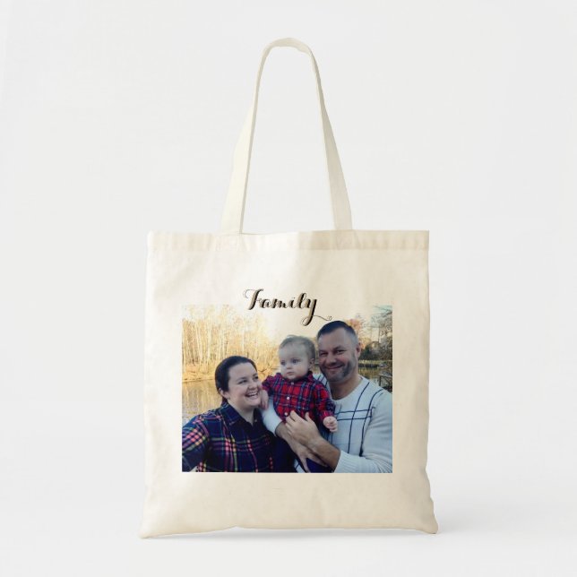 Bolso De Tela Tote personalizado imagen de la familia (Frente)