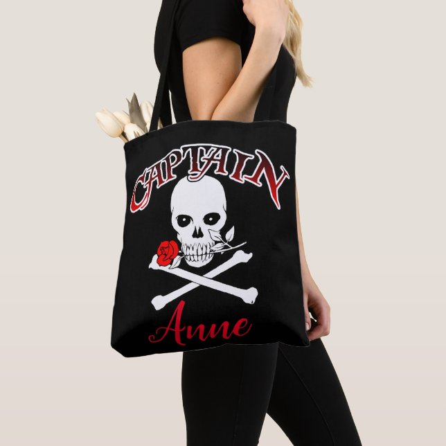 Bolso De Tela Tote personalizado Jolly Roger (Rosa) (Detalle)