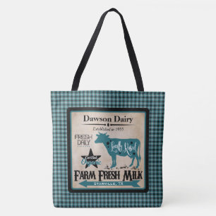 Bolso De Tela Tote personalizado leche fresca de la granja