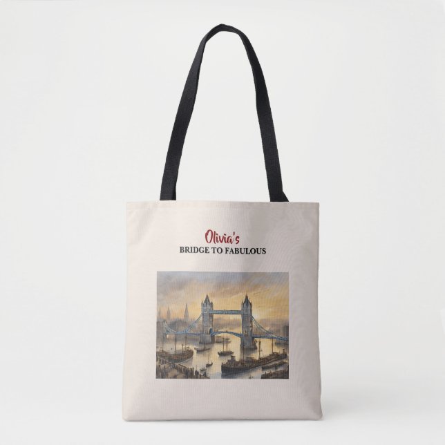 Bolso De Tela Tote personalizado London Tower Bridge Shoulder (Anverso)
