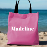 Bolso De Tela Tote personalizado Minimalista y Girly Pink<br><div class="desc">Divertido, rosa ligero con una simple inscripción en bloques verticales que personalizar para cada huésped en la fiesta de la soltera. ¡bonito y favor para cualquier evento-soltería, fin de semana de chicas, reunión familiar, fiesta de billar y más! Mándame un mensaje si quieres algo diferente de lo que ves aquí...</div>