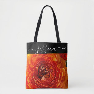 Bolso De Tela Tote personalizado naranja Ranunculus