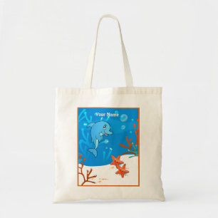 Bolso De Tela Tote Personalizado oceánico acuático-cutáneo delfí