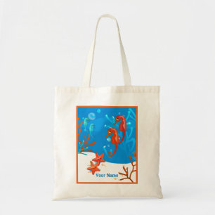 Bolso De Tela Tote Personalizado Océano Acuático Cute Seahorse