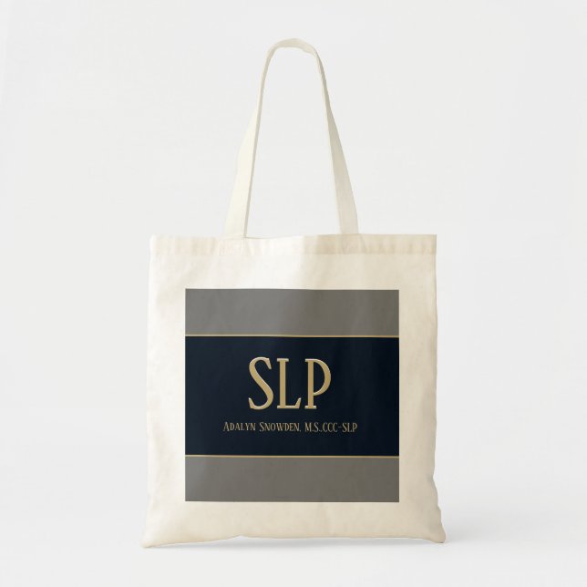 Bolso De Tela tote personalizado SLP (patólogo del lenguaje del  (Frente)