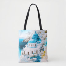 Tote personalizado. Tote Santorini. Patrón griego