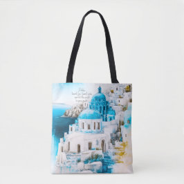 Bolso De Tela Tote personalizado. Tote Santorini. Patrón griego