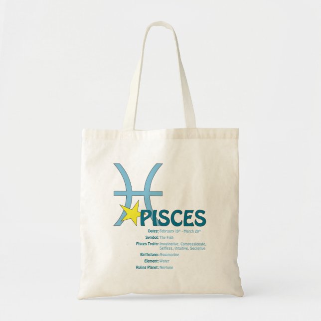 Bolso De Tela Tote Pisces Traits (Frente)