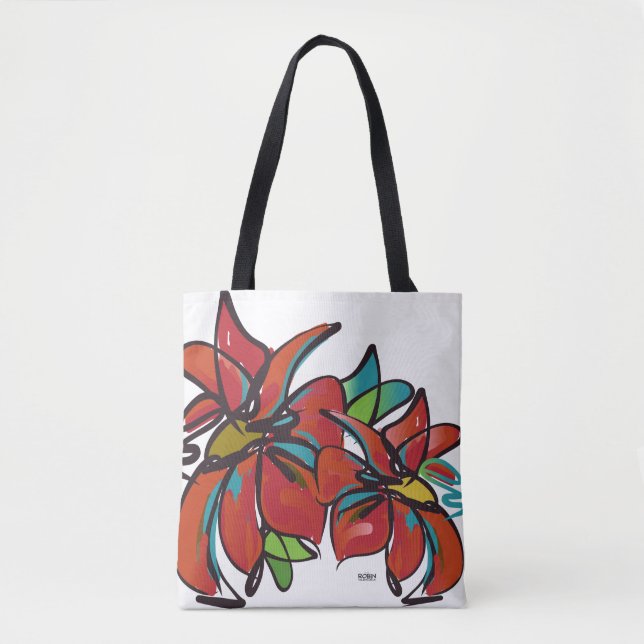 Bolso De Tela Tote Poinsettia (Anverso)