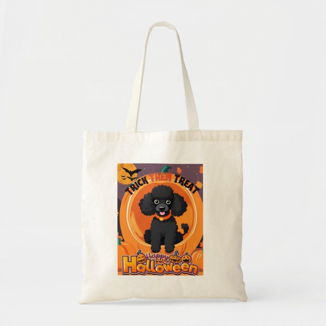 Bolso De Tela Tote Poodle Halloween (Frente)