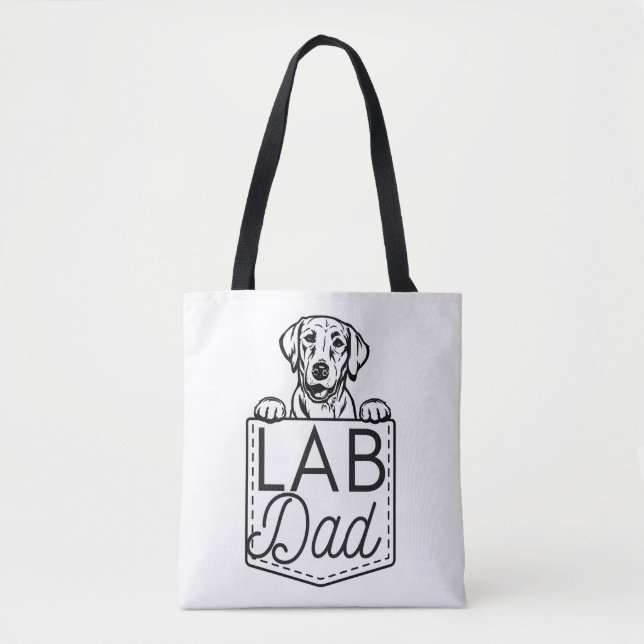 Bolso De Tela tote premium "Lab Dad" Peek-a-Boo (Anverso)