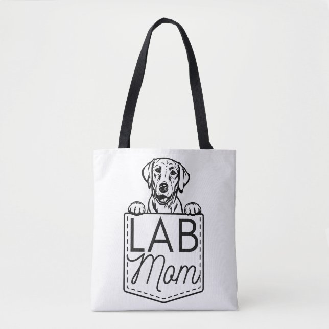 Bolso De Tela tote premium "Lab Mom" Peek-a-Boo (Anverso)