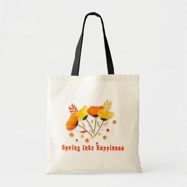 Bolso De Tela Tote presupuestal malo, primavera en felicidad (Frente)