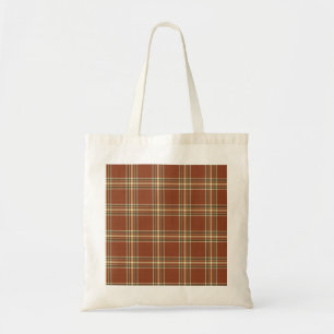Bolso De Tela Tote Presupuestario Brown Tartan