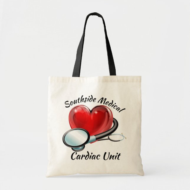 Bolso De Tela Tote Presupuestario Corazón y Estetoscopio (Frente)