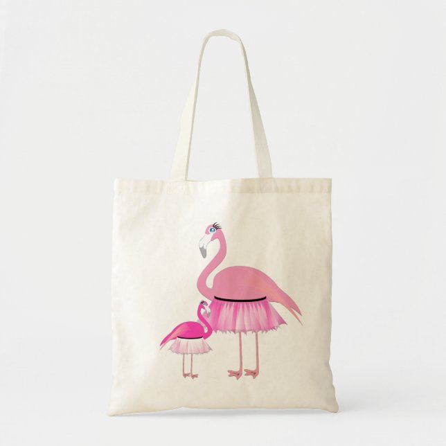 Bolso De Tela Tote presupuestario de flamenco rosa (Frente)