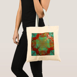 Bolso De Tela Tote presupuestario de Fusión Cromática Roja y Ver