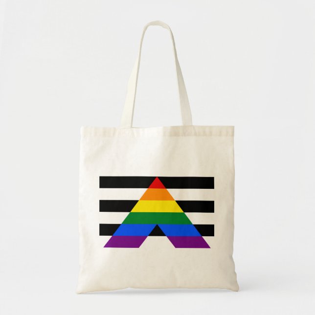 Bolso De Tela TOTE presupuestario de la bandera recta de LGBT (Frente)