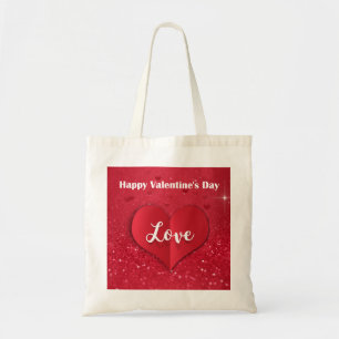 Bolso De Tela Tote presupuestario día de San Valentín Purpurina 