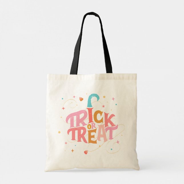 Bolso De Tela Tote presupuestario rosado de Halloween (Reverso)