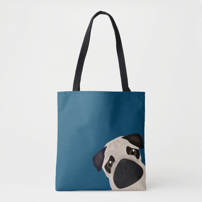 Bolso De Tela Tote Pug Allover (Anverso)