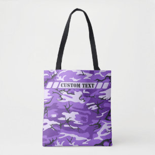 Bolso De Tela Tote púrpura de Camo con el texto de encargo