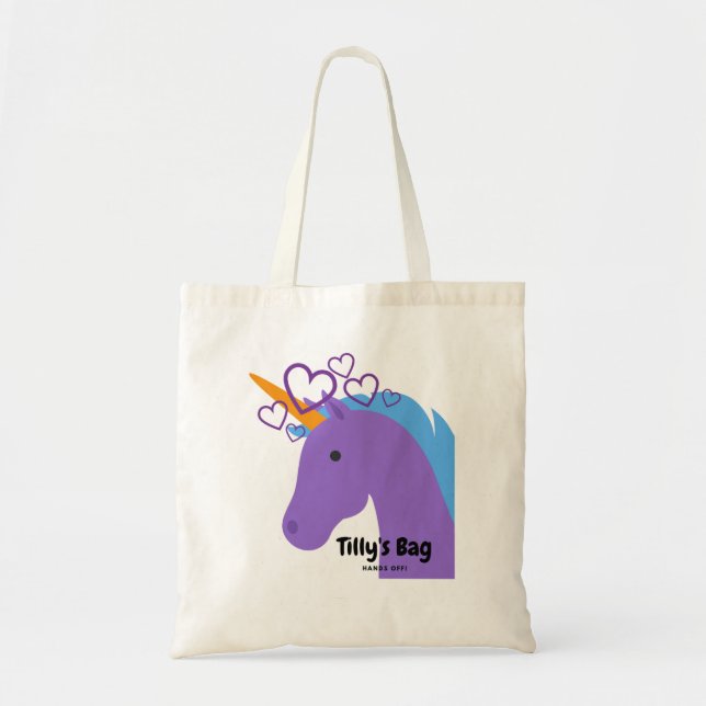 Bolso De Tela Tote púrpura del unicornio (Frente)