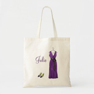 Bolso De Tela Tote púrpura personalizado de la dama de honor