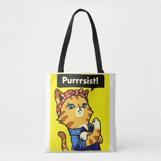 Bolso De Tela Tote purrsista, aguijón de resistencia (Anverso)