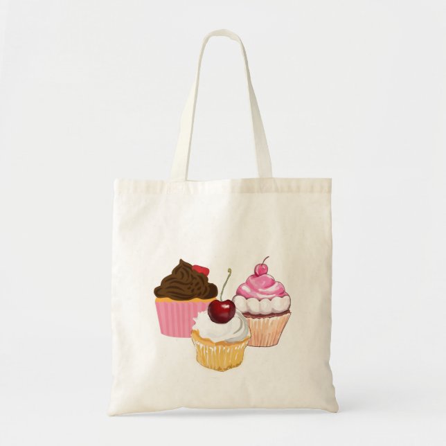 Bolso De Tela Tote que hace compras de las magdalenas (Frente)
