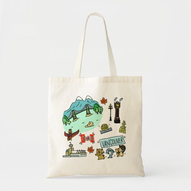 Bolso De Tela Tote que hace compras de los animales lindos de (Frente)