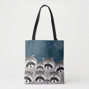 Bolso De Tela Tote Raccoons Allover