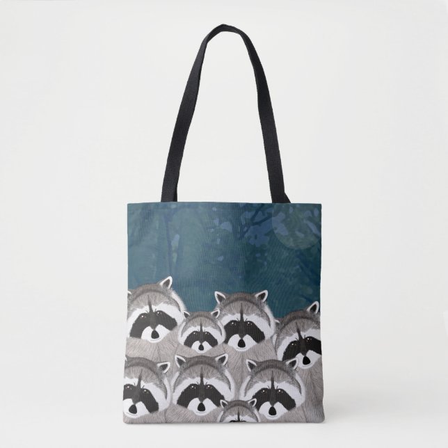 Bolso De Tela Tote Raccoons Allover (Anverso)