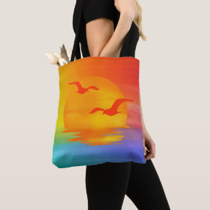 Bolso De Tela Tote Rainbow Sunrise