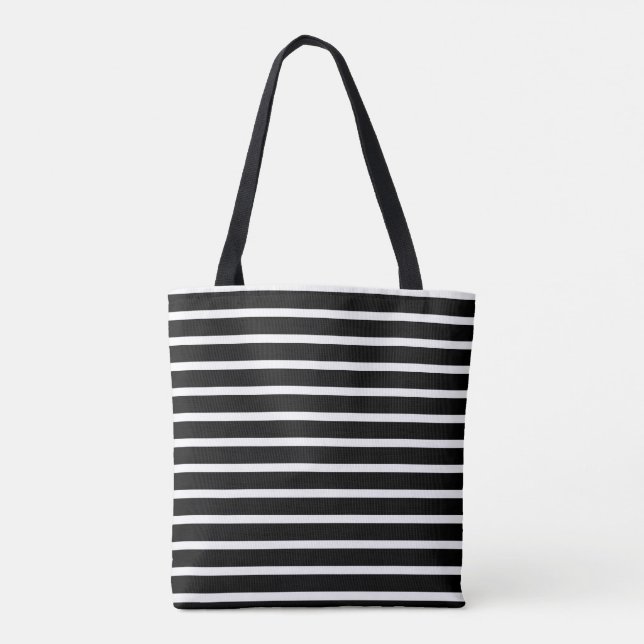 Bolso De Tela Tote rayado blanco y negro (Reverso)