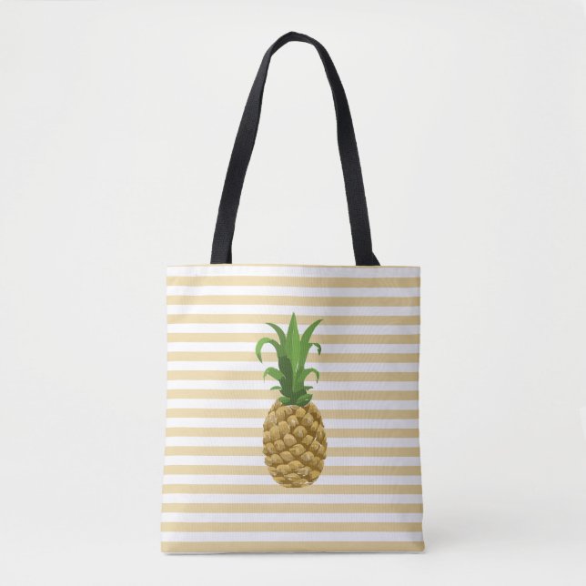 Bolso De Tela Tote rayado de la piña (Anverso)