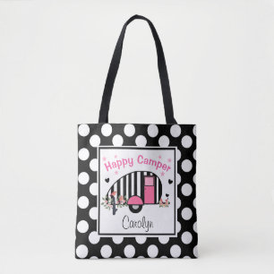 Bolso De Tela Tote rayado feliz personalizado del campista