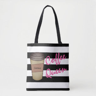Bolso De Tela Tote rayado personalizado de la reina del café