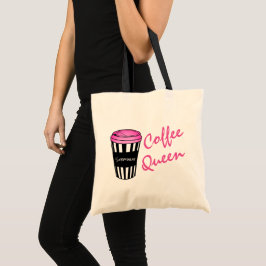 Bolso De Tela Tote rayado personalizado de la taza de la reina