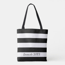 Bolso De Tela Tote rayado personalizado del negro del frente y