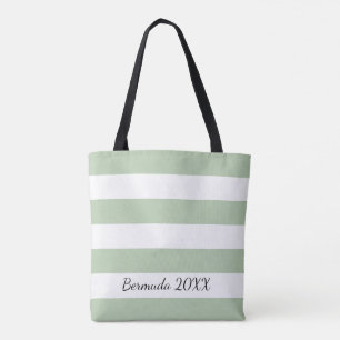 Bolso De Tela Tote rayado personalizado del sabio delantero y