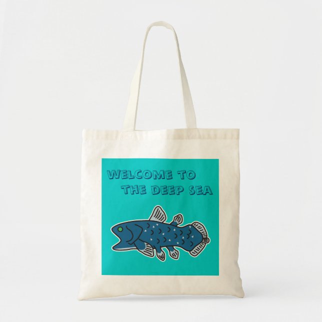 Bolso De Tela Tote "RECEPCIÓN de Coelacanth al MAR PROFUNDO " (Frente)