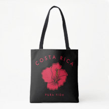 Tote Red Hibiscus Beach