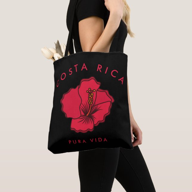 Bolso De Tela Tote Red Hibiscus Beach (Detalle)