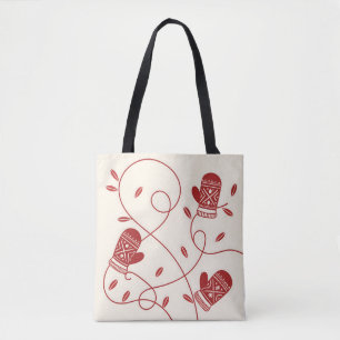 Bolso De Tela Tote Red Mitten